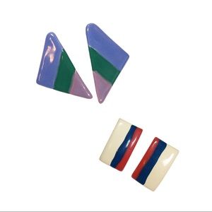 Vintage 80s Striped Earring Bundle